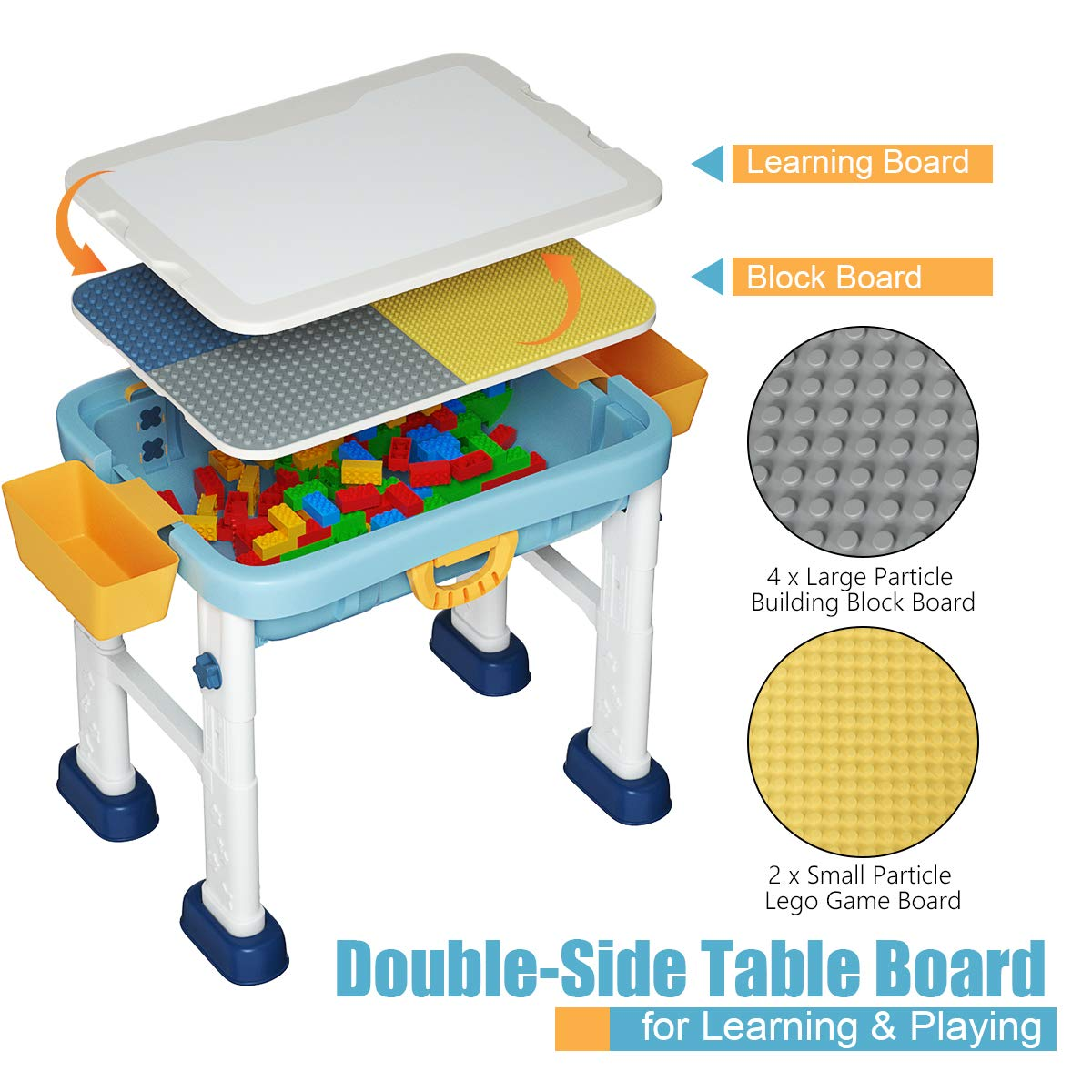 Costzon Kids Table and Chair Set, 7 in 1 Activity Table for Toddlers Drawing