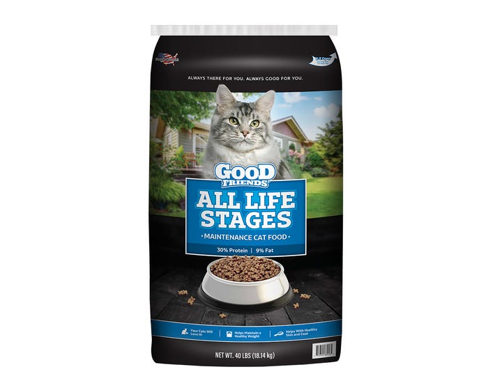 Good Friends Maintenance Cat Food For All Life Stages， 40 lb. Bag