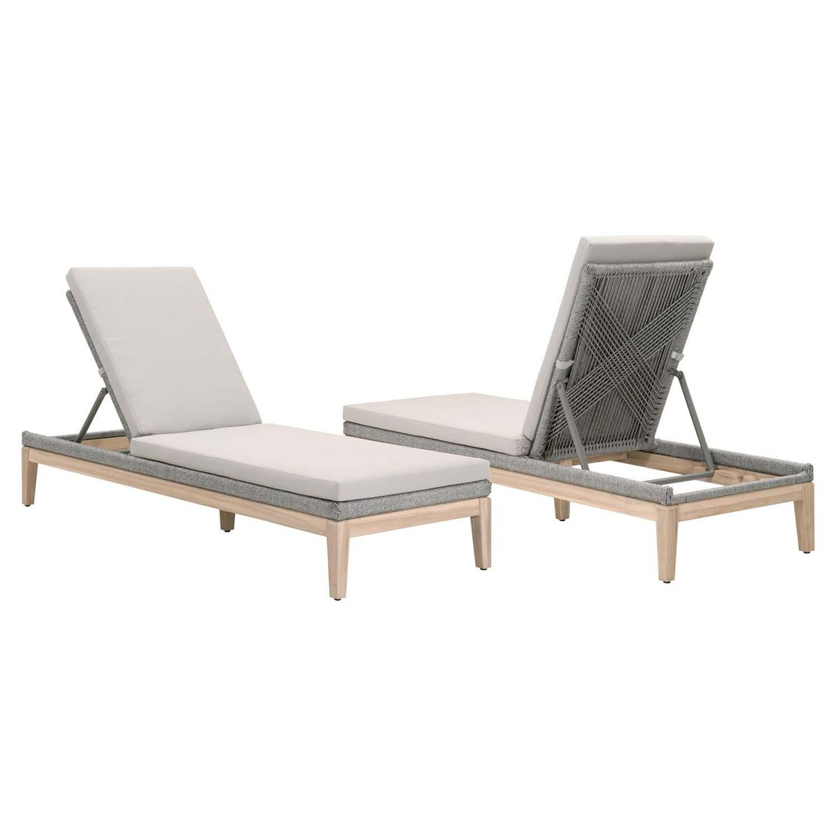 Peninsula Way Woven Rope Chaise Lounge in Taupe and White By Lakeview