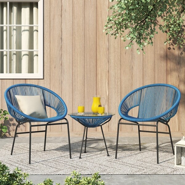 Corvus Sarcelles Woven Wicker 3piece Indoor/Outdoor Chat Bistro Set