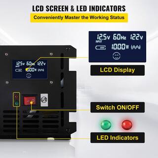 VEVOR 2000-Watt Power Inverter Modified Sine Wave Inverter DC 12-Volt with LCD Display Remote Controller LED Indicator ZXN2KW12-120C7UJKV9