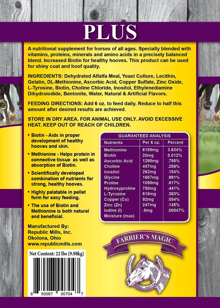 Farrier's Magic PLUS Hoof Health Hay Flavor Pellets Horse Supplement