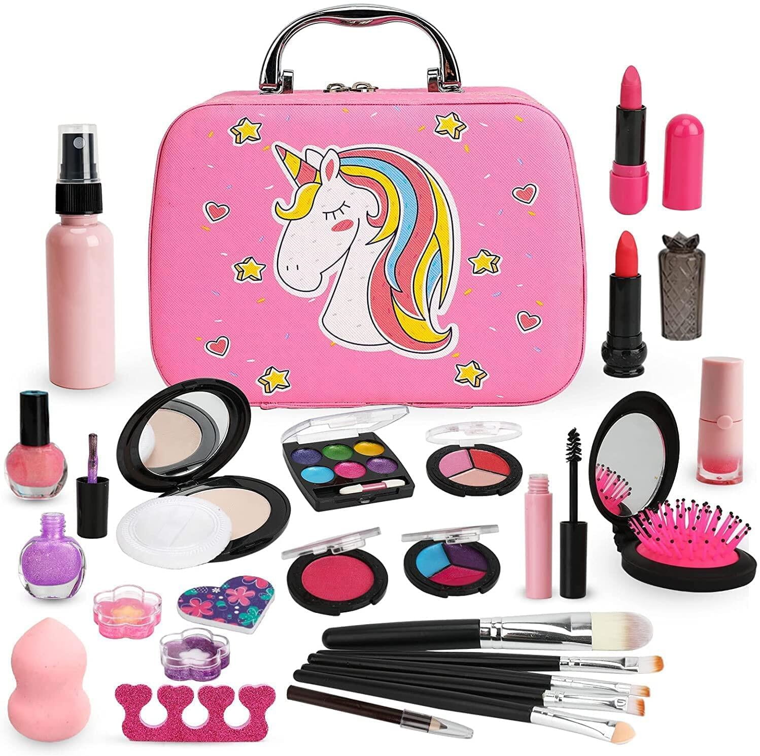 Sendida Washable Kids Makeup Kit for Girls Toys with Cute Makeup Bag， Toy for Girls Age 3 4 5 6 7 8 9 10 Year Old (25PCS)