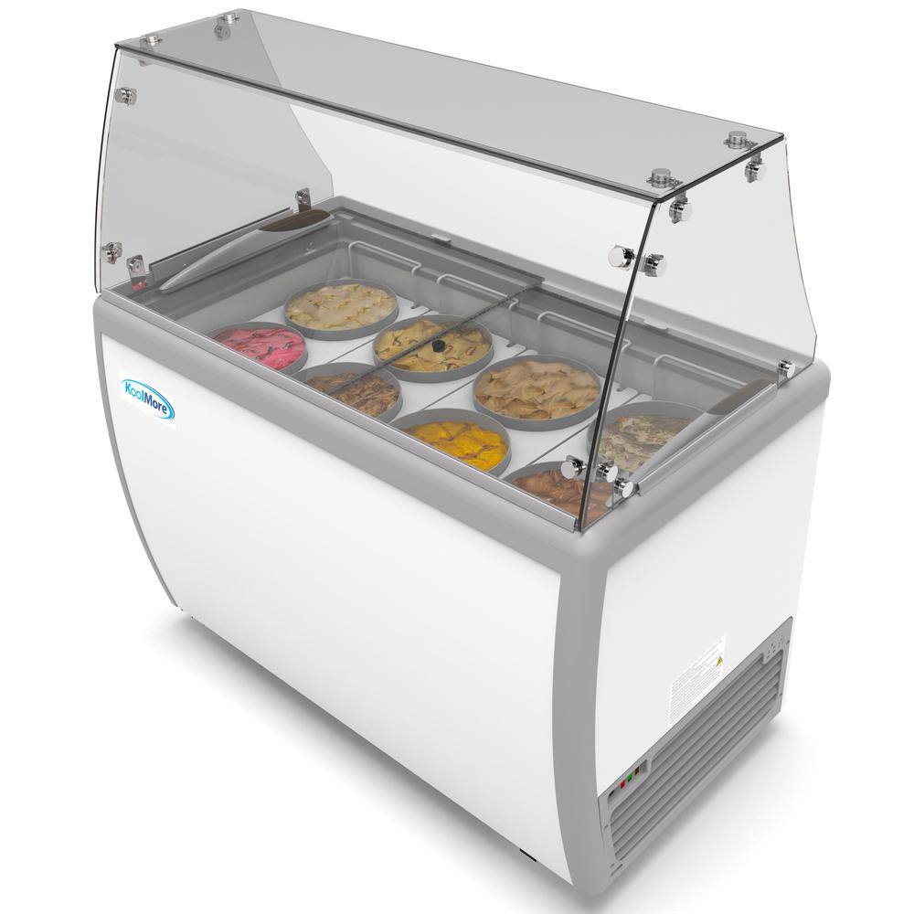 Koolmore 50 in. 8 Tub Ice Cream Dipping Cabinet Display Freezer with Sliding Glass Door and Sneeze Guard KM-ICD-49SD-FG