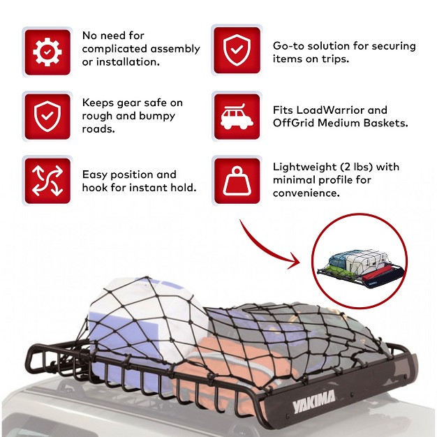 Yakima 2 Pound Custom Fit Cargo Basket Stretch Net For Loadwarrior And Offgrid Medium Basket With Quick And Easy Assembly Black