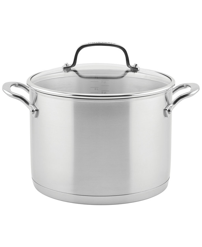 KitchenAid 3-Ply Base Stainless Steel 8 Quart Induction Stockpot with Lid