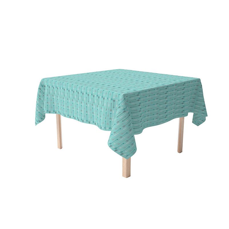 Square Tablecloth， 100% Polyester， 60x60， Arrows on Teal Background