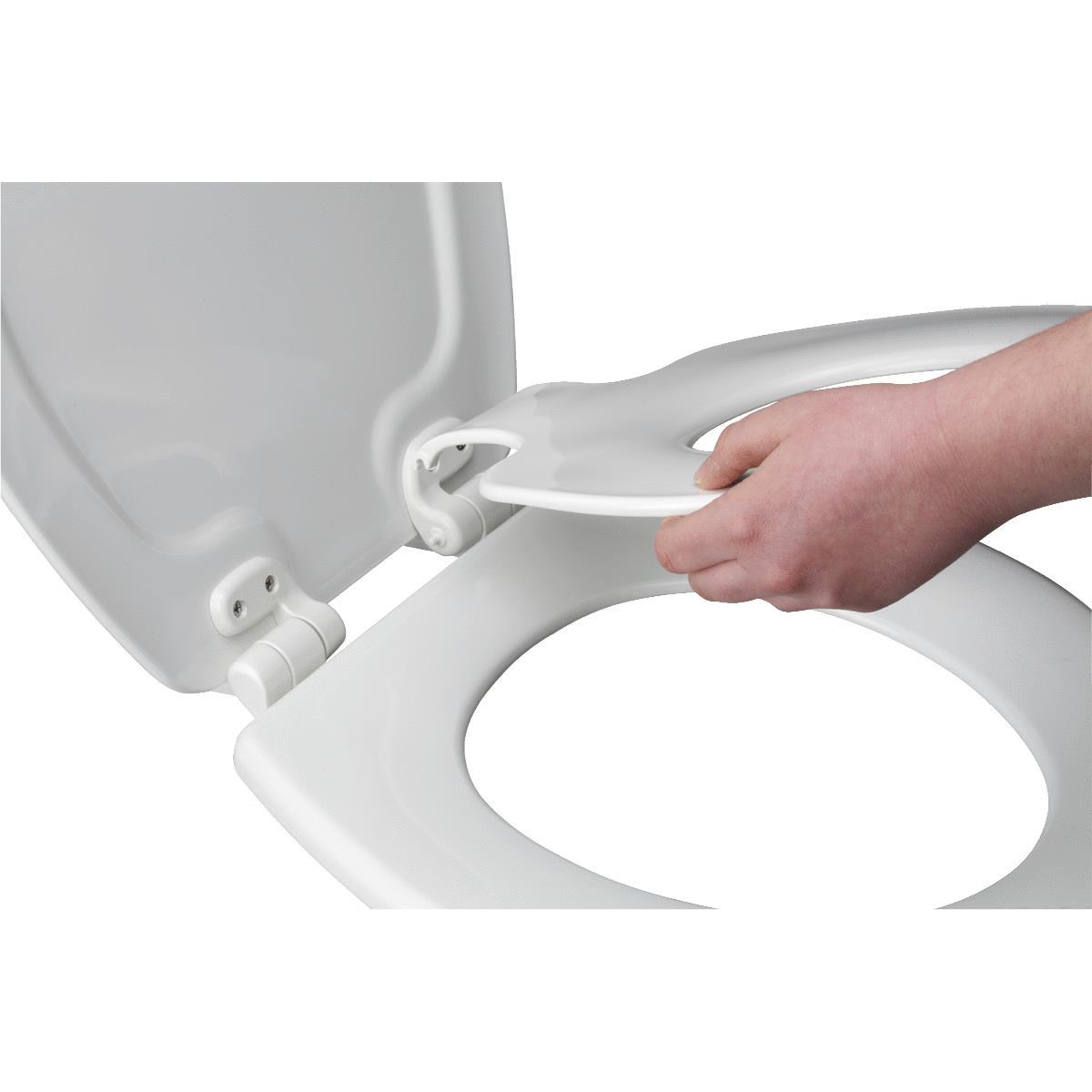 Mayfair NextStep2 Child/Adult Round Toilet Seat in White with STA-TITE Seat Fastening System ， Easya cClean ， Whispera cClose and Precision Seat Fit Adjustable Hinge