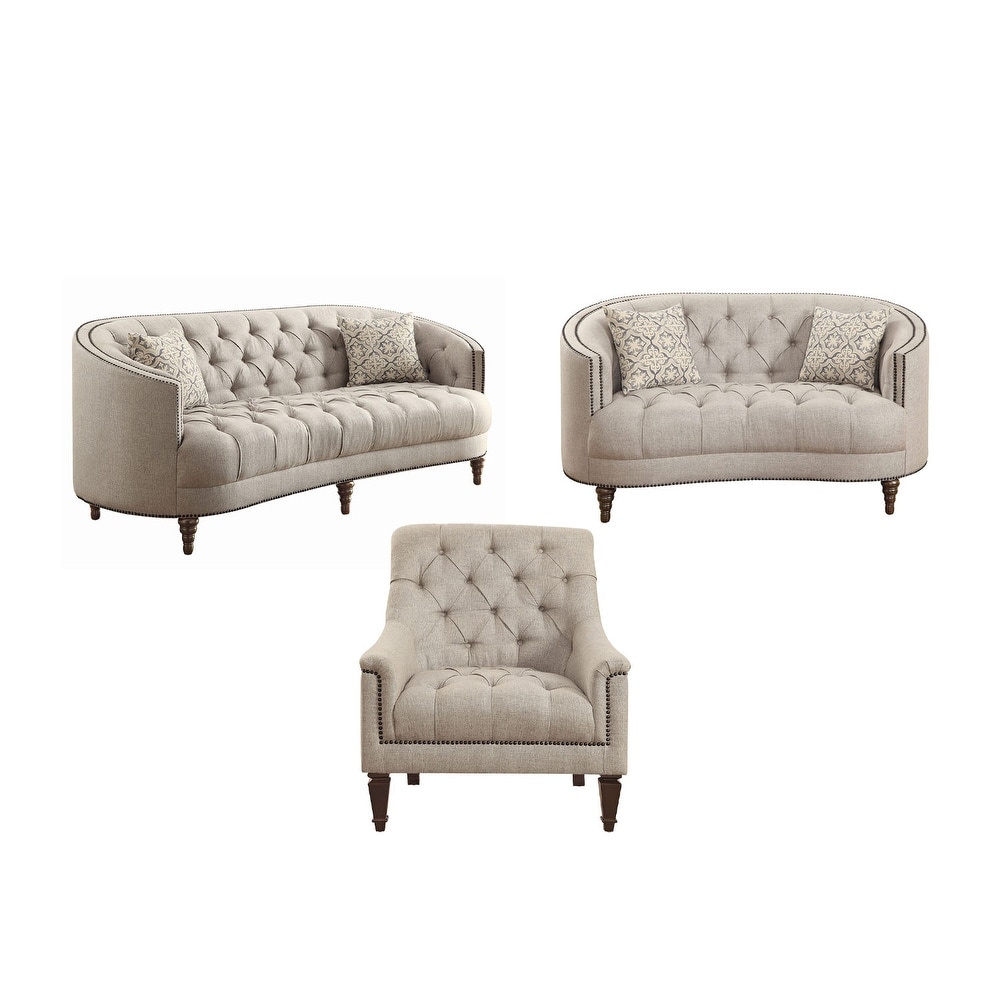 2 Piece Upholstered Sofa Set with Sloped Arm in Grey