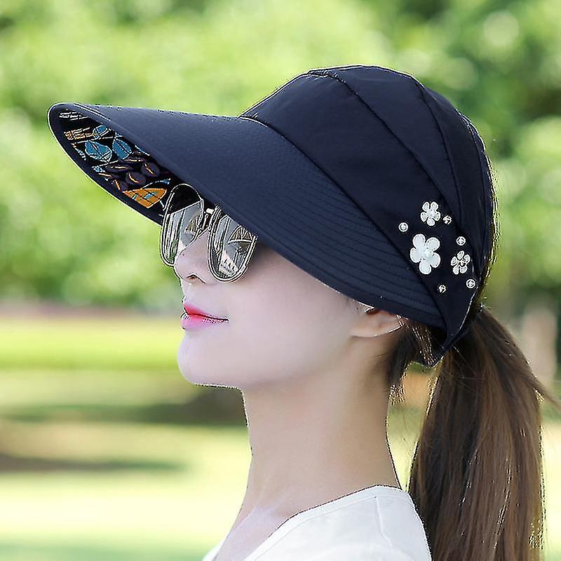 Women Lady Sunhat Beach Hat Uv Protection Anti-uv Casual Visors Foldable Cap For Outdoor