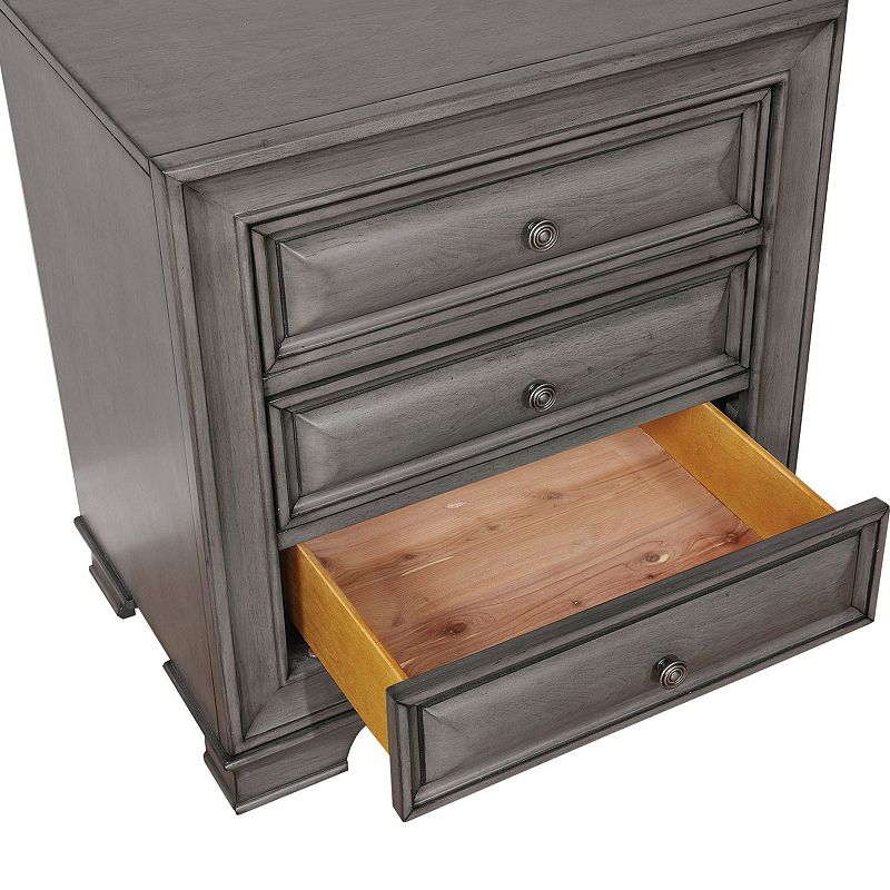 Transitional Wood Night Stand With Night Light， Gray