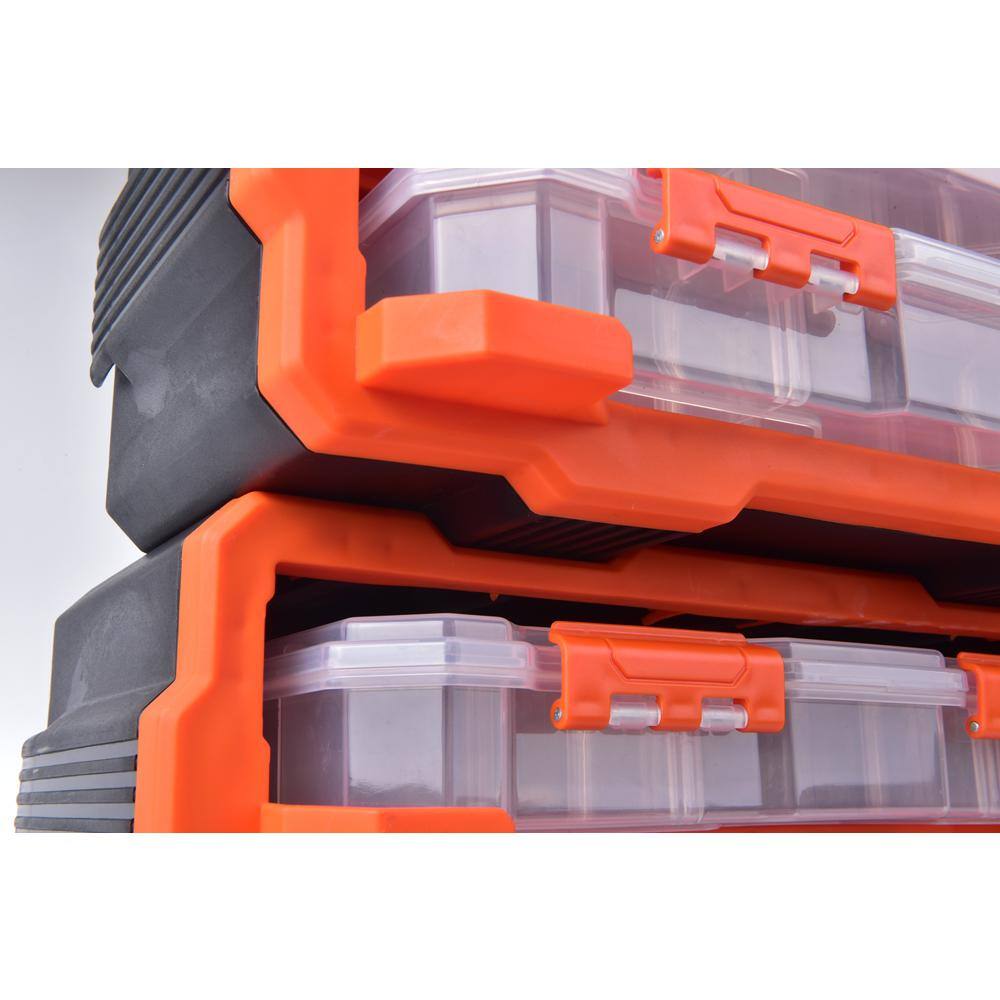 TACTIX 52-Compartment Plastic Rack with 4 Small Parts Organizer 320670