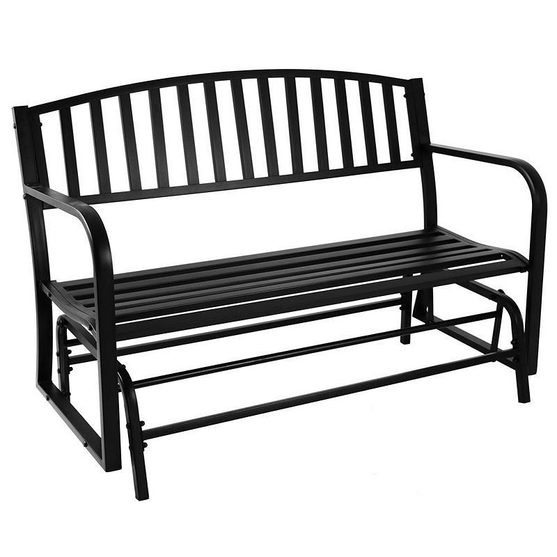 Sunnydaze 2-Person Steel Outdoor Glider Garden Bench - Black