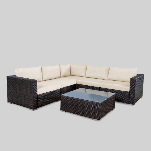 Santa Rosa 6pc Wicker Seating Sectional Set With Cushions Christopher Knight Home