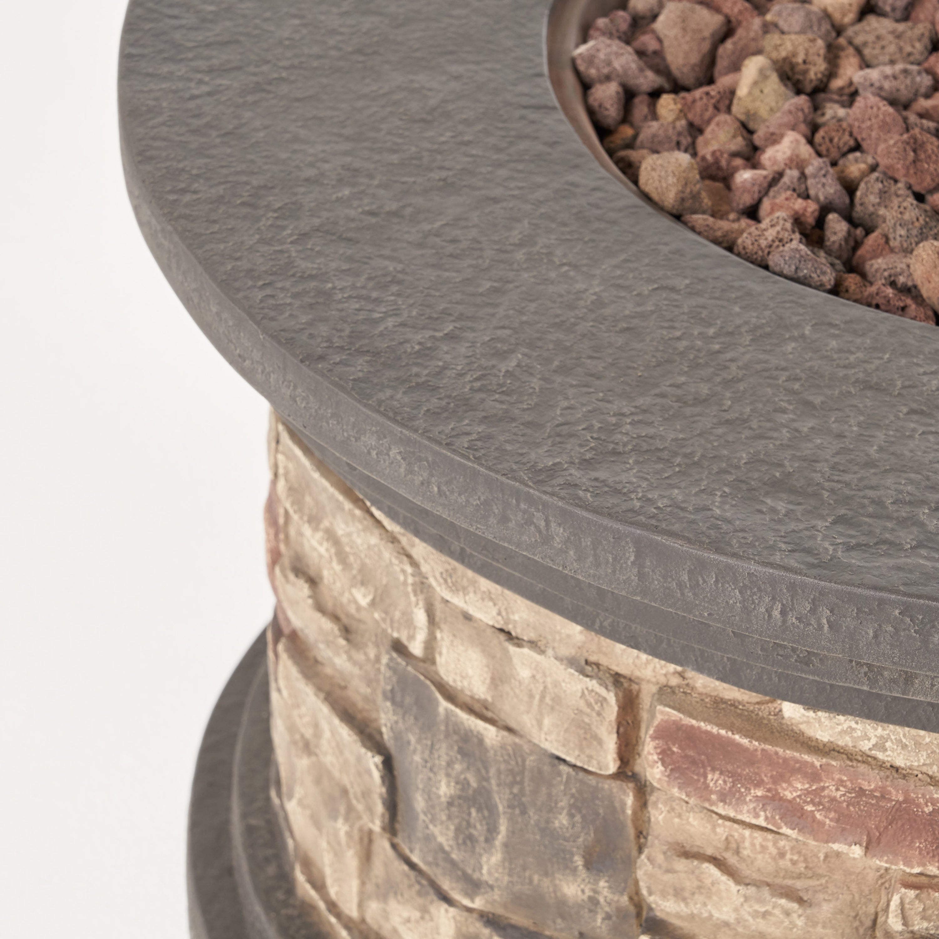 Troy Outdoor 40,000 BTU Lightweight Concrete Circular Fire Pit (No Tank Holder), Stone Finish