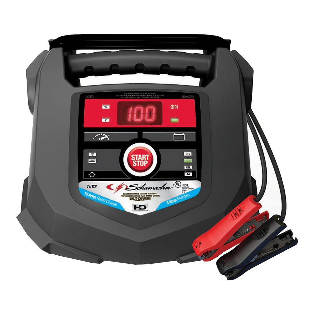 Schumacher Electric 15A 6-Volt12-Volt Fully Automatic Battery Charger and Maintainer with Auto Voltage Detection SC1323