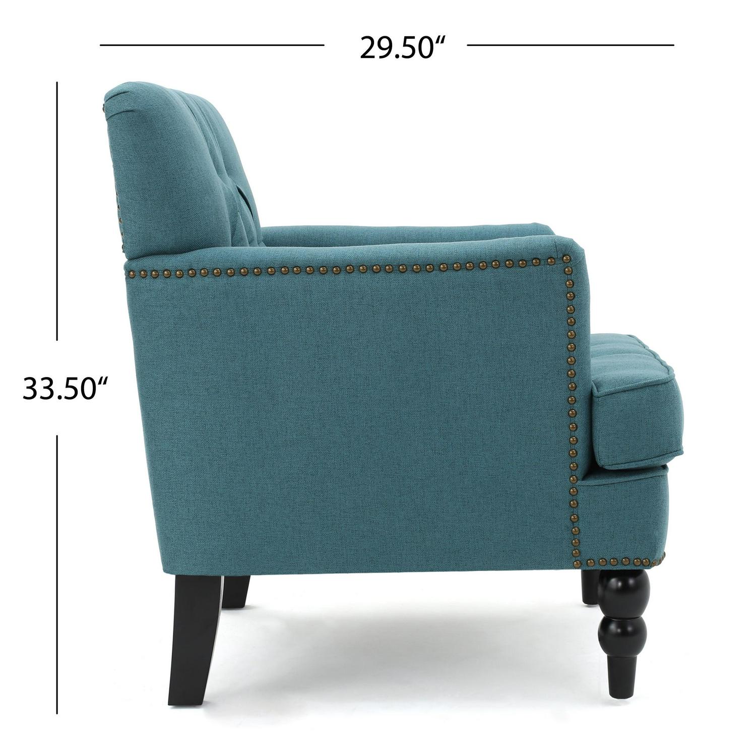 Noble House Madrid Dark Teal Fabric Club Chair Blue  Crowdfused