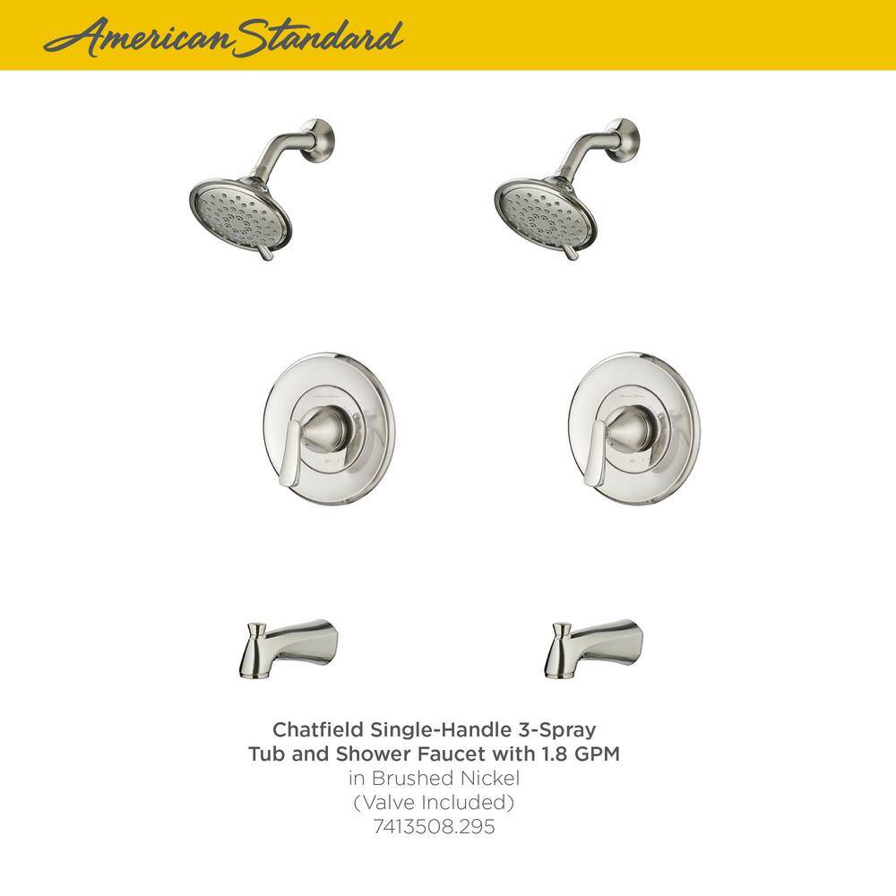 American Standard Chatfield Single-Handle 3-Spray Tub and Shower Faucet with 1.8 GPM in Brushed Nickel (Valve Included) CHATTUBSHWBN BD