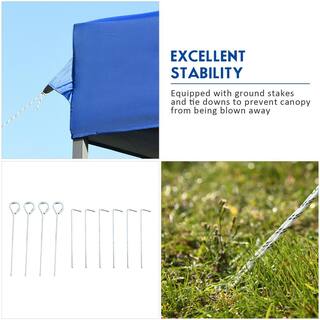 10 ft. x 20 ft. Blue Adjustable Folding Heavy-Duty Sun Canopy with Carrying Bag HY-OP70659BL