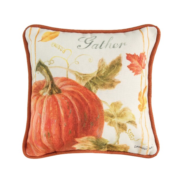 X 8 quot Gather Pumpkin Petite Printed Fall Throw Pillow