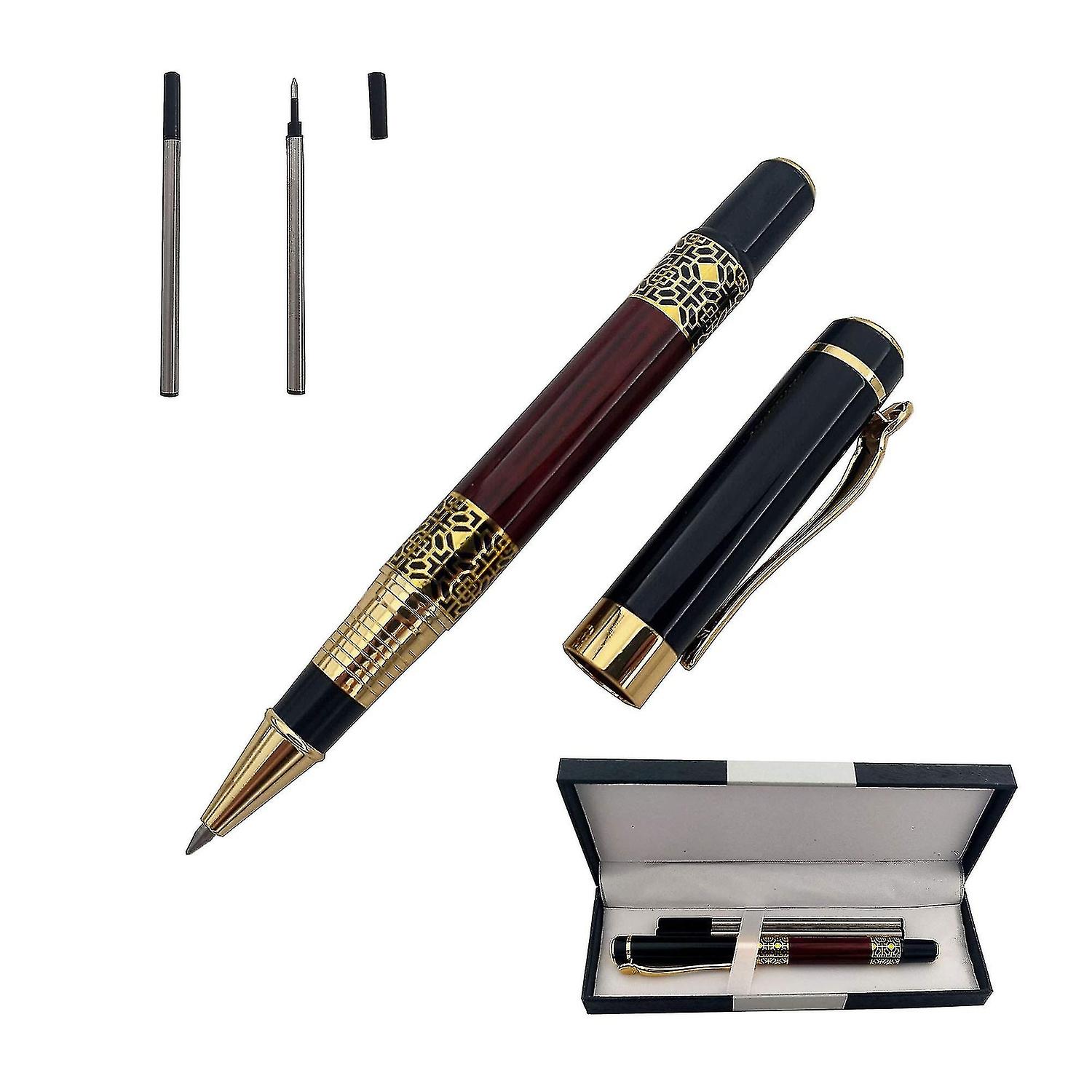 Comfortable Grip Metal Rollerball Pen Business Signature Pen Fluent Writing Pen With Two 0.5mm Repla