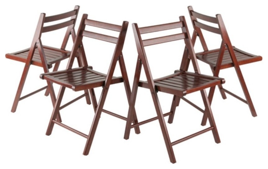 Ergode Robin 4 Pc Folding Chair Set Walnut   Transitional   Folding Chairs And Stools   by VirVentures  Houzz