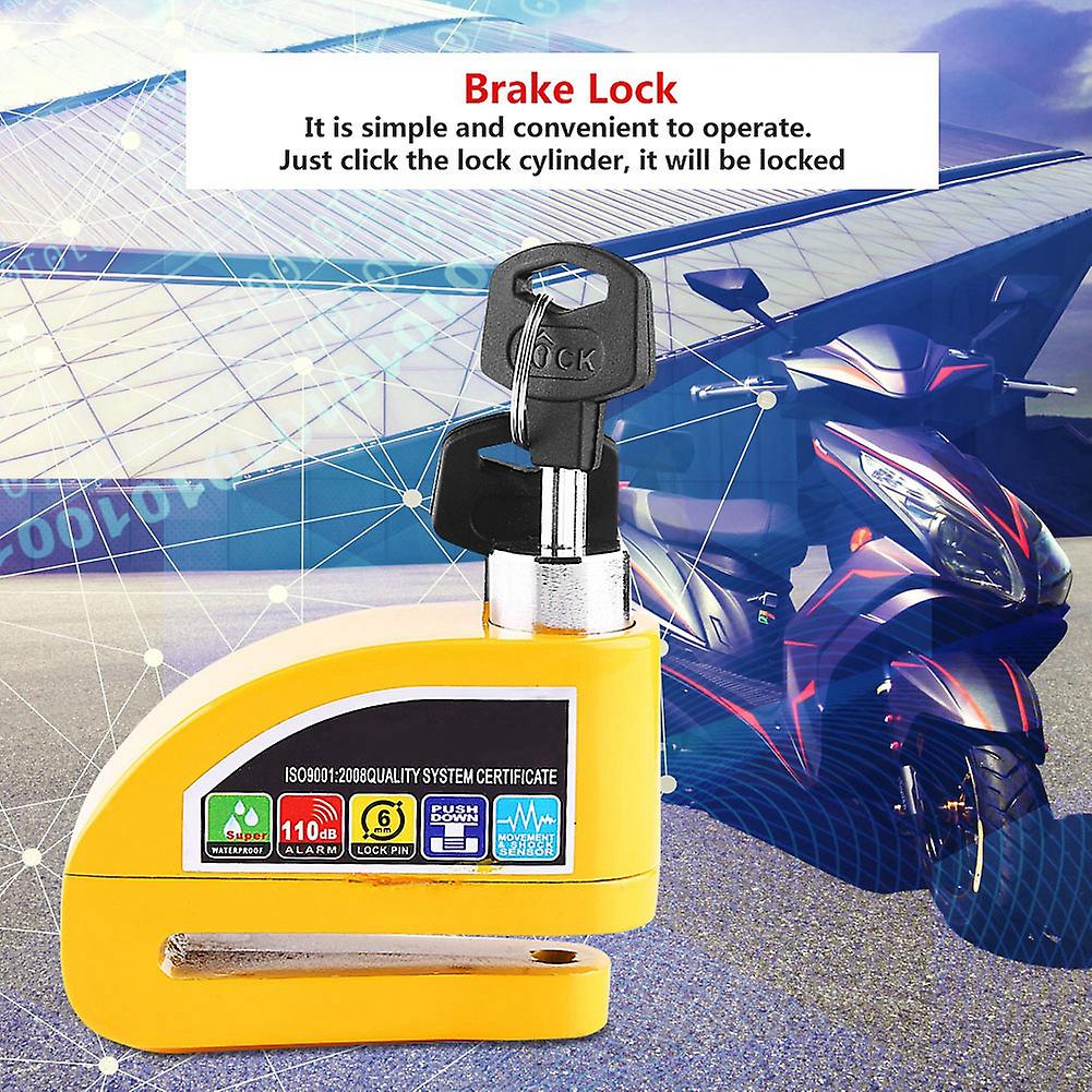 Motorcycle Scooter Bicycle Anti-theft Disc Brake Lock Security Alarming System Yellow