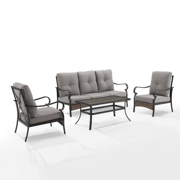 4pc Dahlia Outdoor Steel Conversation Set Taupe matte Black Crosley