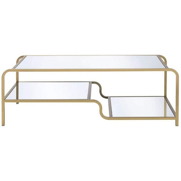 Coffee Table Glass End Table Side Table Living Room in Gold and Mirror