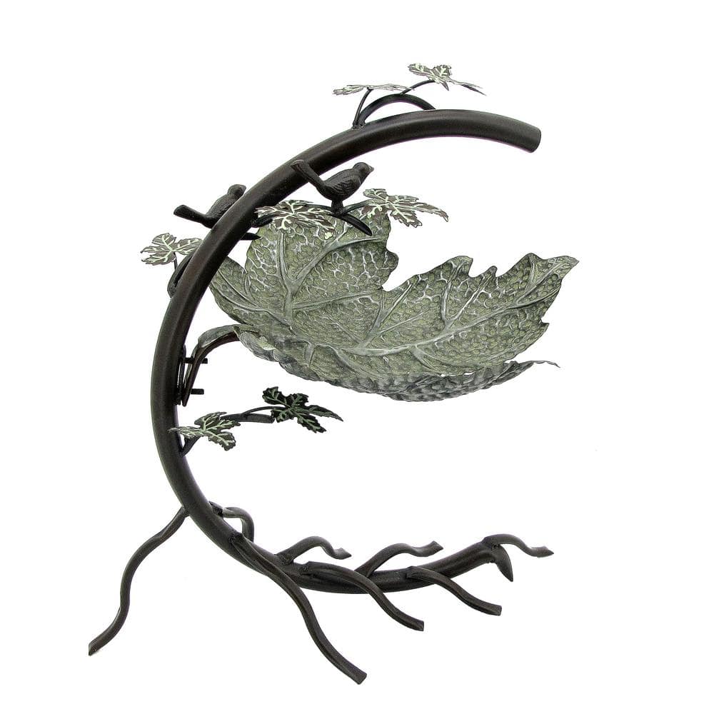 Zaer Ltd. International Galvanized Maple Leaf Iron Birdbath ZR180154