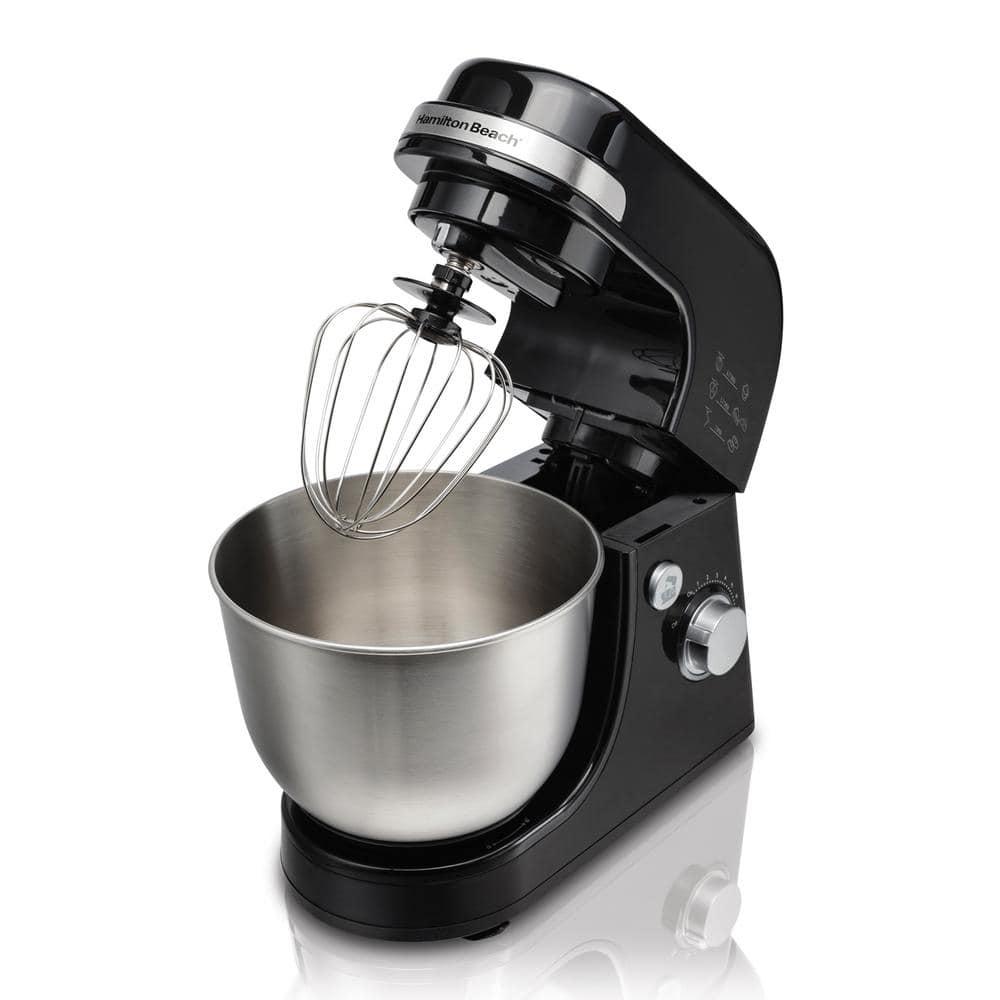 Hamilton Beach 4 qt 7speed Black Stand Mixer with Dough Hook Whisk and Flat Beater Attachments