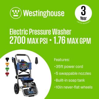 Westinghouse WPX2700e PSI 1.76 GPM 13 Amp Cold Water Electric Pressure Washer with Turbo Nozzle and Quick Connect Tips WPX2700e