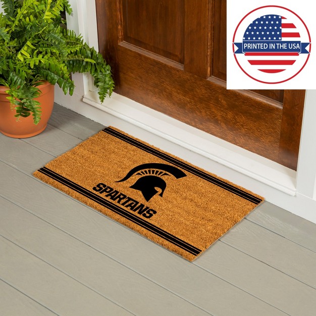 Evergreen Michigan State University Logo Turf Mat Brown 28 X 16 Inches Indoor Outdoor Doormat