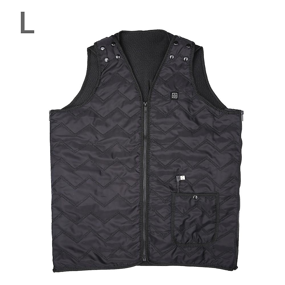 Black L Heated Vest Usb Rechargeable Intelligent Thermostat Vest V Collar Neck Waterproof Washable Auto Regulate Heated Winter Vest Unisex