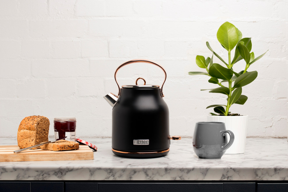 Haden Heritage 1.7 Ltr Stainless Steel Electric Kettle  Black and Copper   Contemporary   Kettles   by Studio Designs  Houzz