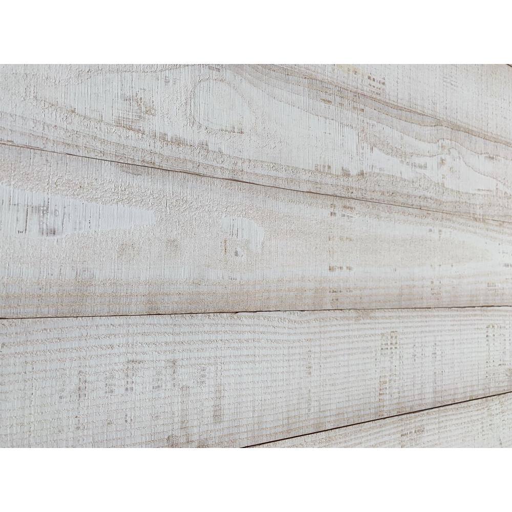 Thermo-treated 14 in. x 5 in. x 4 ft. White Holey Wood Wall Planks 10 Sq. Ft. Per Pack RichM801WRug15