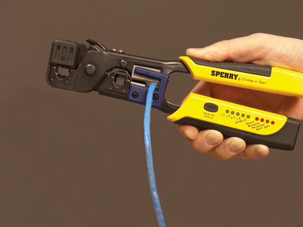 Sperry Instruments Crimp-n-Test RJ-45 and RJ-11 Crimping Tool with Built-in Tester， 1/Ea