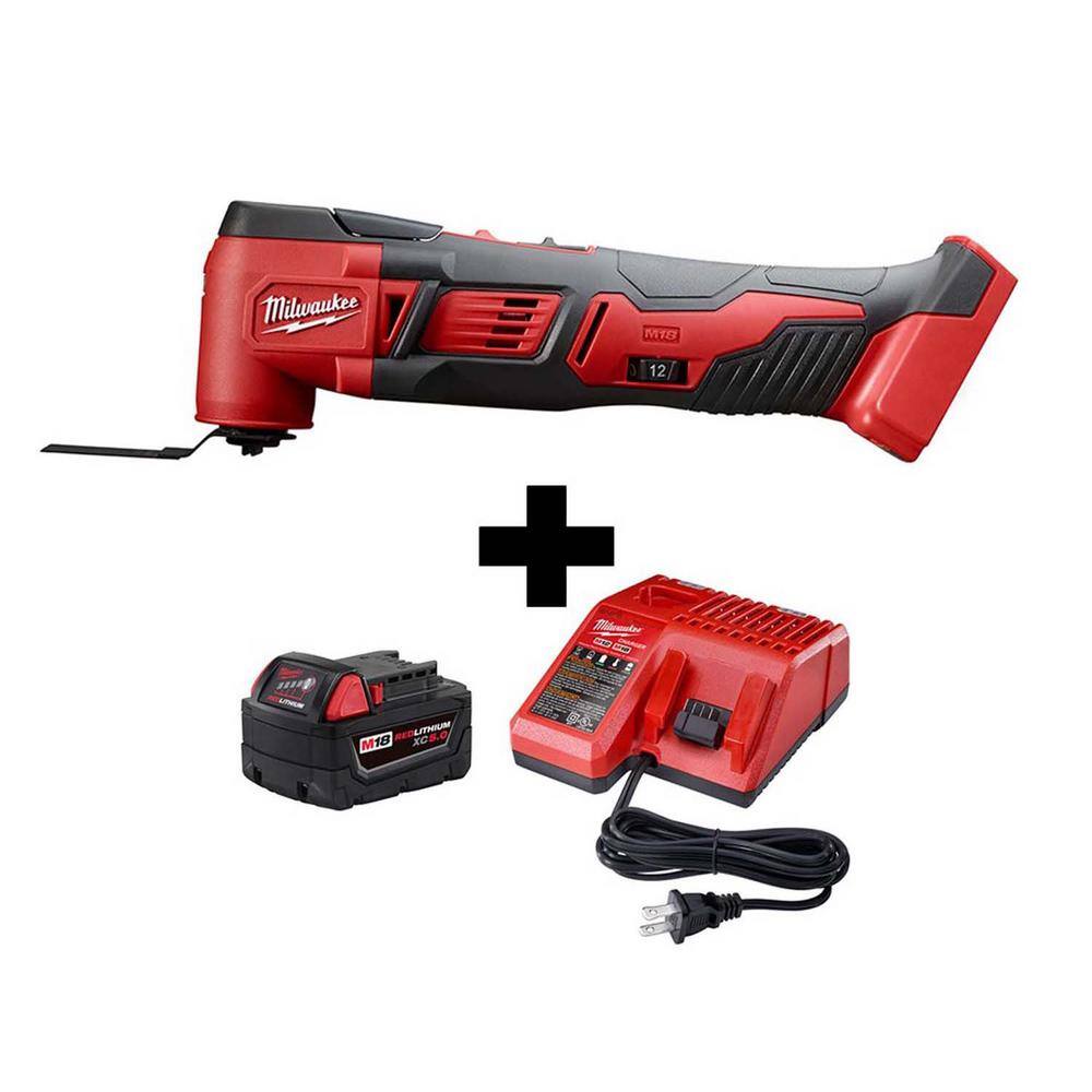 MW M18 18V Lithium-Ion Cordless Oscillating Multi-Tool W M18 Starter Kit W (1) 5.0Ah Battery and Charger 2626-20-48-59-1850