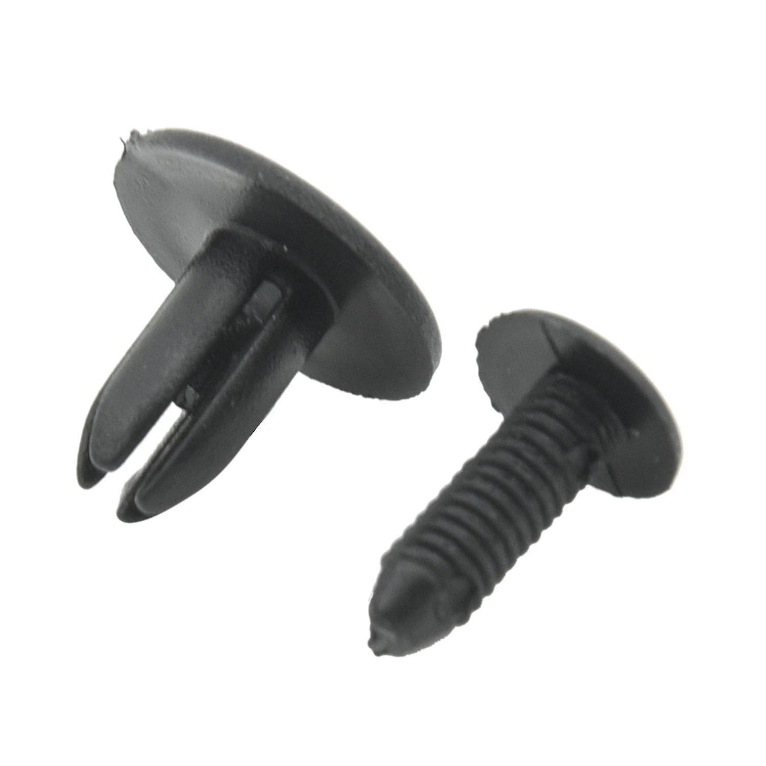 100 Pcs Car Push Type Black Plastic Rivets Fastener 6mm Hole