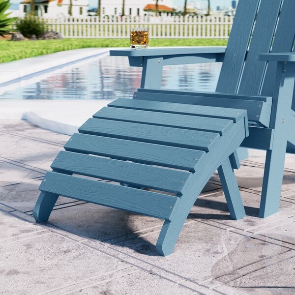 WINSOON 2Piece All Weather HIPS Outdoor Adirondack Chair with CupHolder and Ottoman