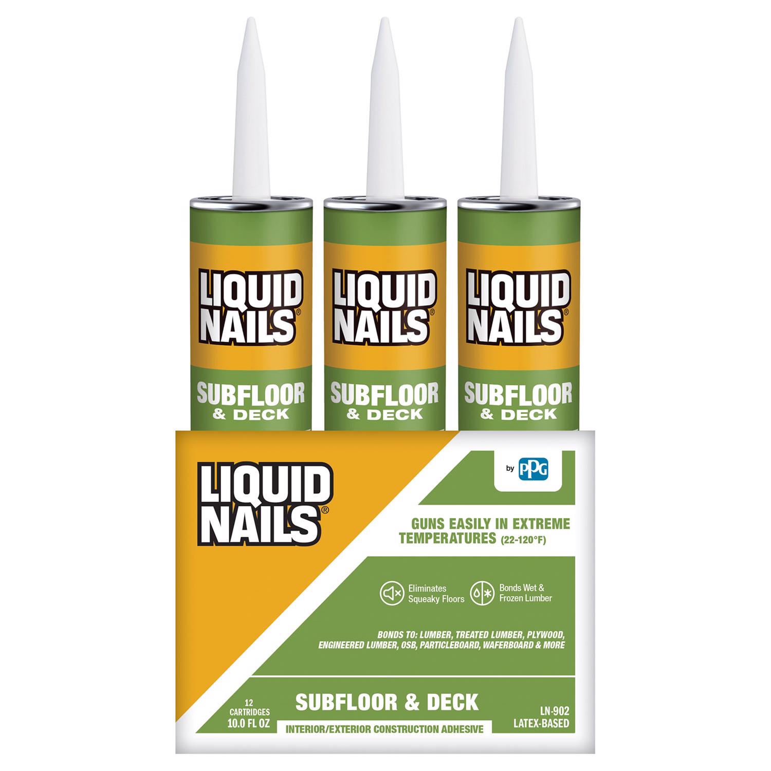 Liquid Nails Subfloor \u0026 Deck Acrylic Latex Construction Adhesive 10 oz