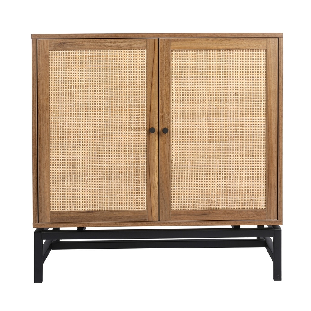 Natural Rattan Accent Storage Cabinet with Adjustable Inner Shelf   32\