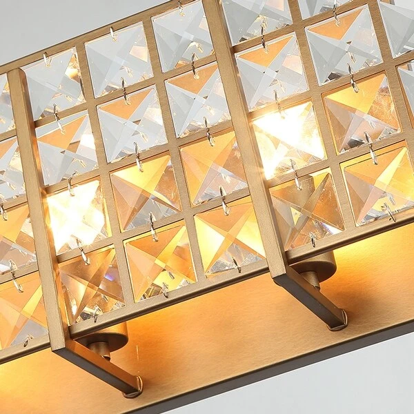 Modern Brass 5-Light Crystal Bath Vanity Lighting Wall Sconce