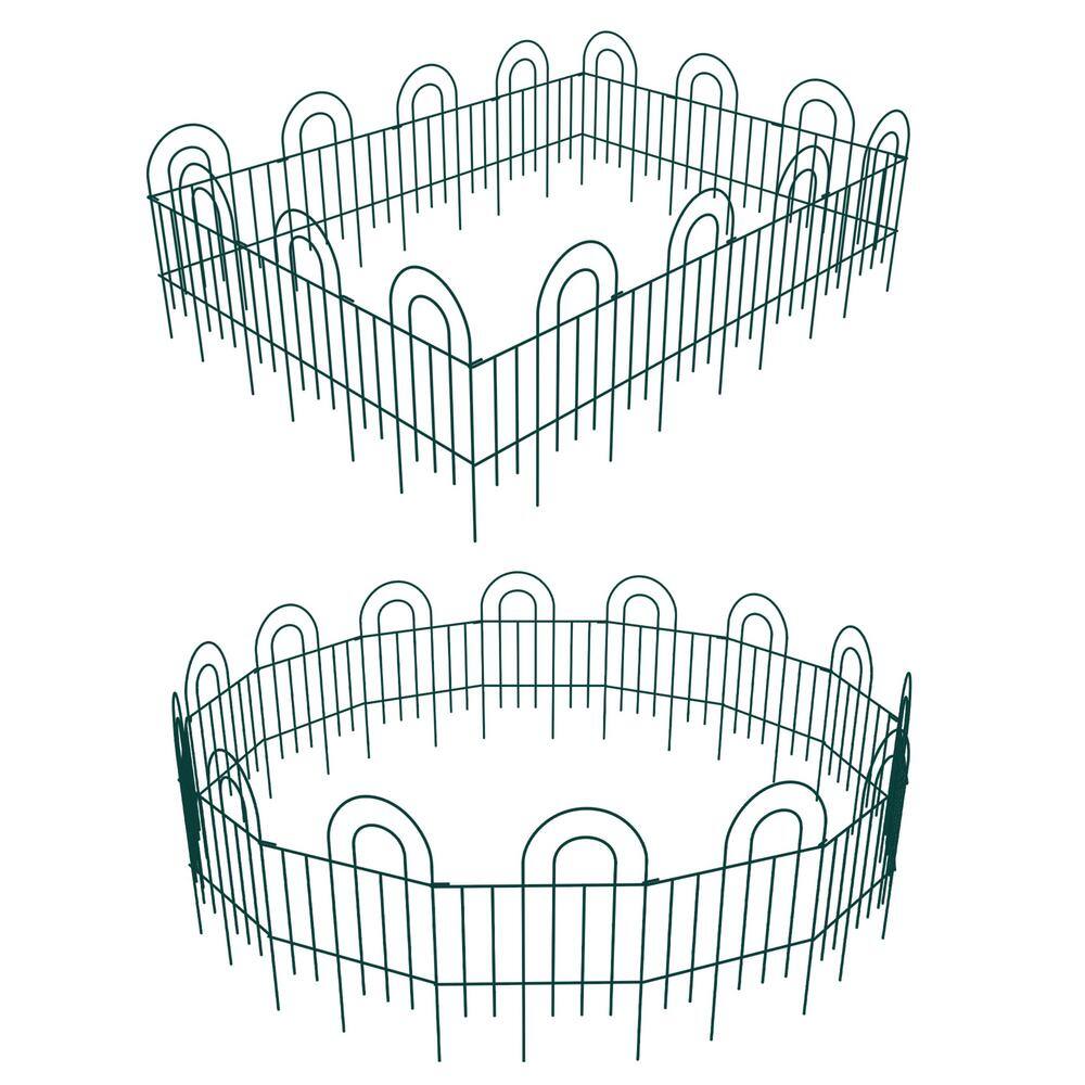 FENCY 32 in. Green Metal Decorative Garden Border Fence HD-A-HW89006