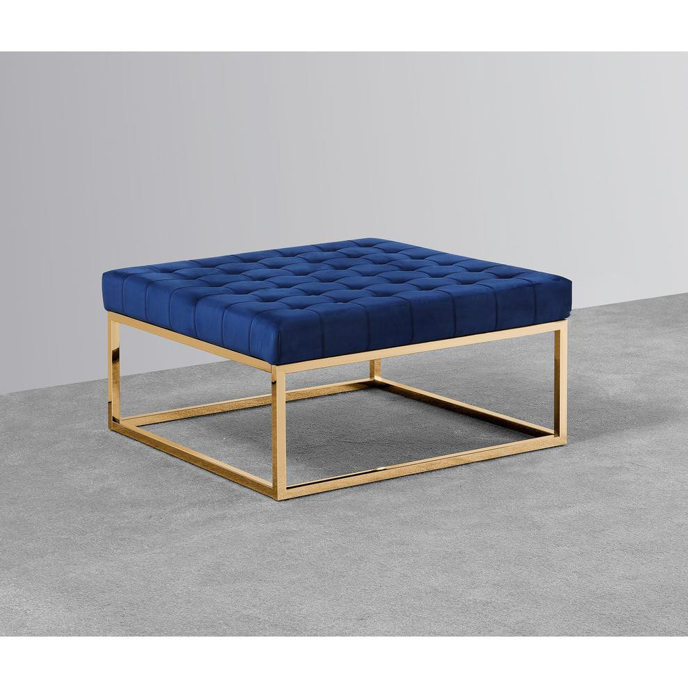 Upholstered Square Ottoman Coffee Table with Gold Base   Contemporary   Footstools And Ottomans   by Homesquare  Houzz