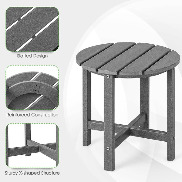 Costway 18'' Patio Round Adirondack Side Table Weather Resistant HDPE