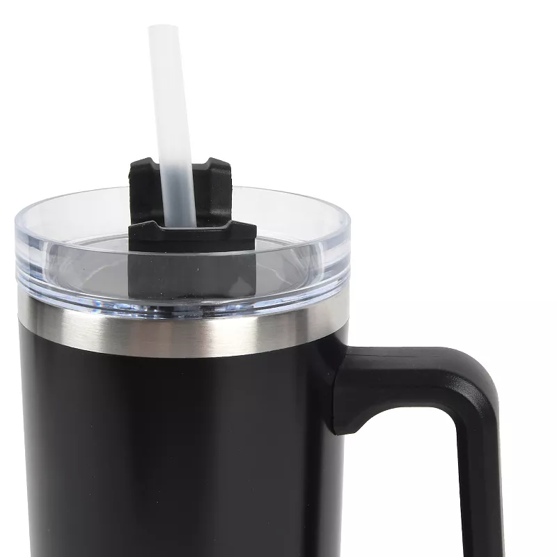 New View Gifts and Accessories Stainless Steel 30-oz. Tumbler with Straw - Black