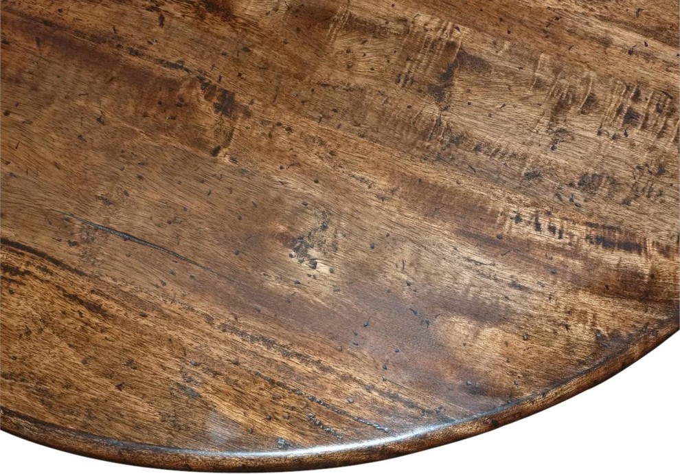 Lamp Table Glenbrook Old World Distressed Rustic Pecan Round Three   Traditional   Side Tables And End Tables   by EuroLuxHome  Houzz