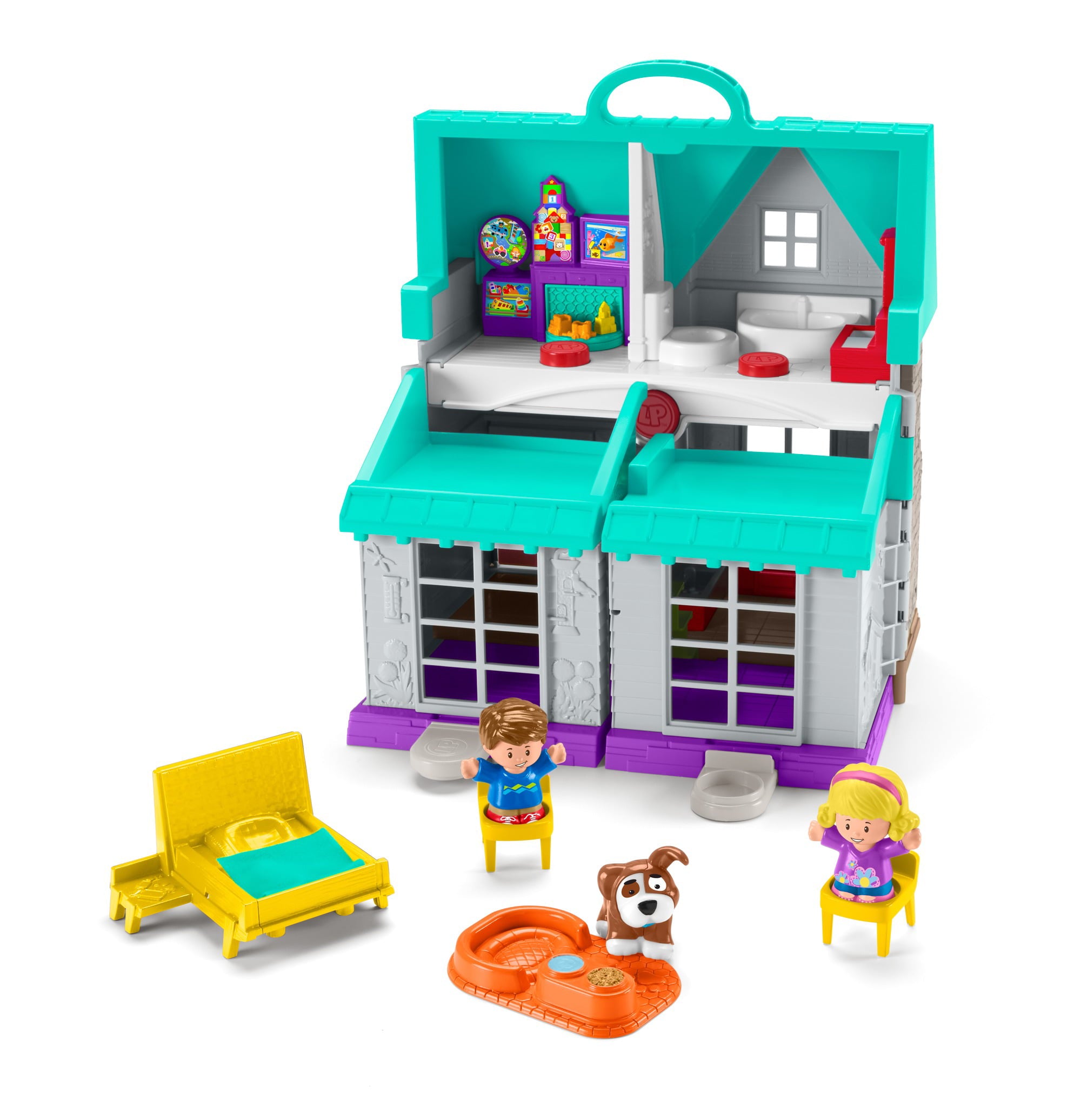 Fisher-Price Little People Toddler Playhouse, Big Helpers Home Electronic Playset, 7 Play Pieces