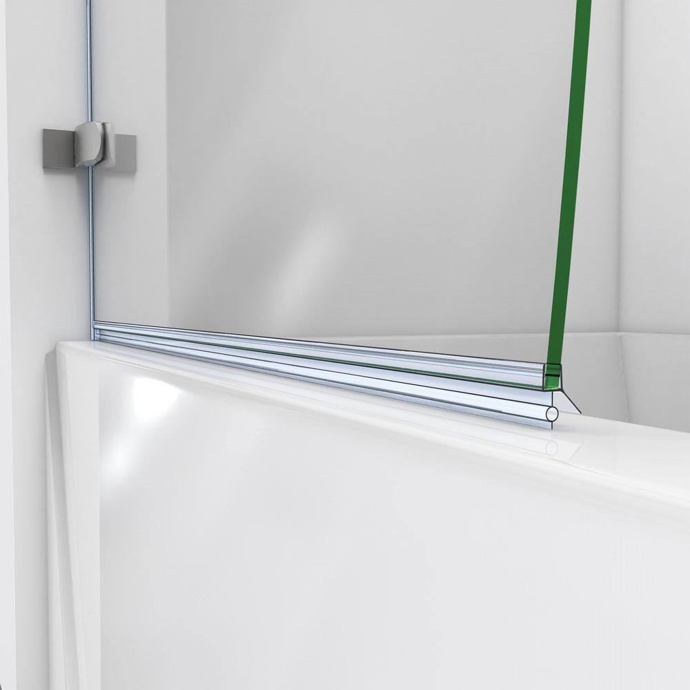 DreamLine Aqua Uno 60 in. x 58 in. Semi-Frameless Hinged Tub Door in Brushed Nickel SHDR-3534586-EX-04